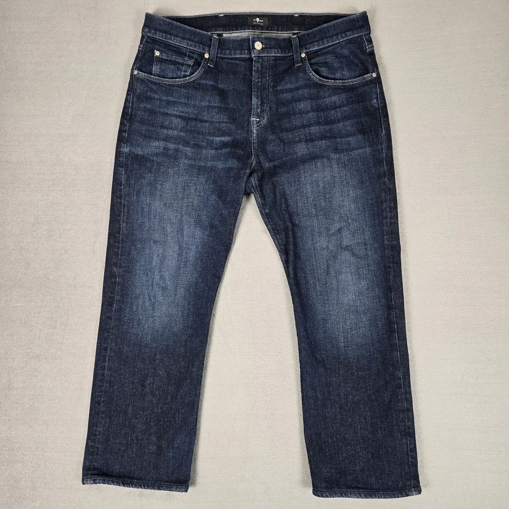 7 For All Mankind Jeans Mens 38x28 Austyn Relaxed Straight Leg Dark Indigo